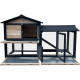 Gabbia in legno FSC termotrattato con recinto 147x53x92 cm per 4 conigli o roditori - Shelty Pet