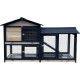 Gabbia in legno FSC termotrattato con recinto 147x53x92 cm per 4 conigli o roditori - Shelty Pet