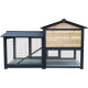 Gabbia in legno FSC termotrattato con recinto 147x53x92 cm per 4 conigli o roditori - Shelty Pet