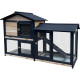 Gabbia in legno FSC termotrattato con recinto 147x53x92 cm per 4 conigli o roditori - Shelty Pet