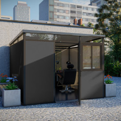 Casetta da giardino modulare coibentata 3x3m antracite e nera - pavimento incluso - Everbox