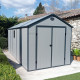 Casetta da giardino in resina grigia 11m² + kit di fondazione - JOBU