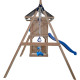 Area giochi MAMMOUTH in legno termotrattato con 2 altalene, 1 trapezio e 1 scivolo - Abracadaprout