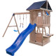 Area giochi MAMMOUTH in legno termotrattato con 2 altalene, 1 trapezio e 1 scivolo - Abracadaprout
