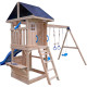 Area giochi MAMMOUTH in legno termotrattato con 2 altalene, 1 trapezio e 1 scivolo - Abracadaprout
