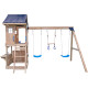 Area giochi MAMMOUTH in legno termotrattato con 2 altalene, 1 trapezio e 1 scivolo - Abracadaprout