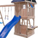Area giochi MAMMOUTH in legno termotrattato con 2 altalene, 1 trapezio e 1 scivolo - Abracadaprout
