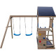 Area giochi POUET-POUET in legno termotrattato con 2 altalene e 1 scivolo - Abracadaprout