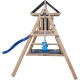 Area giochi POUET-POUET in legno termotrattato con 2 altalene e 1 scivolo - Abracadaprout