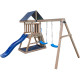 Area giochi POUET-POUET in legno termotrattato con 2 altalene e 1 scivolo - Abracadaprout