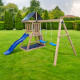 Area giochi POUET-POUET in legno termotrattato con 2 altalene e 1 scivolo - Abracadaprout
