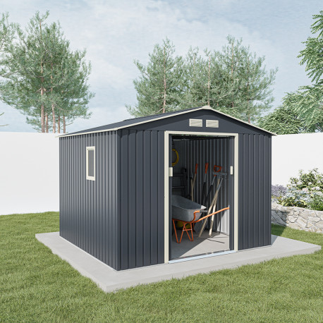 Casetta da giardino in lamiera 7,06 m² PLUS antracite + set di montaggio X-METAL