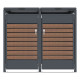 Copertura per cassonetti in acciaio zincato effetto legno per 2 pattumiere da 240 l - X-METAL
