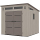 Casetta da giardino Sunlife in HDPE 6,5 ​​m² a pendenza singola crema e marrone + pavimento - JOBU