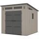 Casetta da giardino Sunlife HDPE 6,5 ​​m² a pendenza singola crema e grigio + pavimento - JOBU