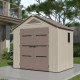 Casetta da giardino Sunlife in HDPE color crema e marrone da 4,5 m² + pavimento - JOBU