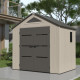 Casetta da giardino Sunlife in HDPE 4,5 m² crema e grigio + pavimento - JOBU