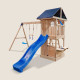 Area giochi MAMMOUTH in legno termotrattato con 2 altalene, 1 trapezio e 1 scivolo - Abracadaprout