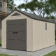Casetta da giardino Sunlife in HDPE da 9,5 m² crema e grigio + pavimento - JOBU