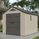 Casetta da giardino Sunlife in HDPE da 7,8 m²crema e grigio + pavimento - JOBU