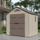 Casetta da giardino Sunlife in HDPE color crema e marrone da 4,5 m² + pavimento - JOBU
