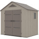 Casetta da giardino Sunlife in HDPE color crema e marrone da 4,5 m² + pavimento - JOBU