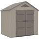 Casetta da giardino Sunlife in HDPE color crema e marrone da 4,5 m² + pavimento - JOBU