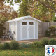 Casetta da giardino in PVC 4,9m² UTILITY bianco e grigio verde + kit di ancoraggio Grosfillex