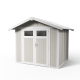 Casetta da giardino in PVC 4,9m² UTILITY bianco e grigio verde + kit di ancoraggio Grosfillex