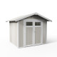 Casetta da giardino in PVC 4,9m² UTILITY bianco e grigio verde + kit di ancoraggio Grosfillex