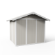 Casetta da giardino in PVC 4,9m² UTILITY bianco e grigio verde + kit di ancoraggio Grosfillex