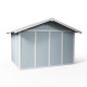 Casetta da giardino in PVC 7,53m² UTILITY bianco e grigio blu + kit di ancoraggio Grosfillex