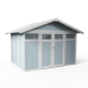 Casetta da giardino in PVC 7,53m² UTILITY bianco e grigio blu + kit di ancoraggio Grosfillex