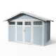 Casetta da giardino in PVC 7,53m² UTILITY bianco e grigio blu + kit di ancoraggio Grosfillex