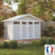 Casetta da giardino in PVC 7,53m² UTILITY bianco e grigio verde + kit di ancoraggio Grosfillex 