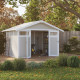 Casetta da giardino in PVC 7,53m² UTILITY bianco e grigio verde + kit di ancoraggio Grosfillex 