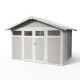 Casetta da giardino in PVC 7,53m² UTILITY bianco e grigio verde + kit di ancoraggio Grosfillex 