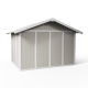Casetta da giardino in PVC 7,53m² UTILITY bianco e grigio verde + kit di ancoraggio Grosfillex 