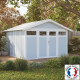 Casetta da giardino in PVC 11,2m² UTILITY bianco e grigio blu + kit di ancoraggio Grosfillex 