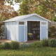 Casetta da giardino in PVC 11,2m² UTILITY bianco e grigio blu + kit di ancoraggio Grosfillex 