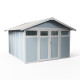 Casetta da giardino in PVC 11,2m² UTILITY bianco e grigio blu + kit di ancoraggio Grosfillex 