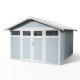 Casetta da giardino in PVC 11,2m² UTILITY bianco e grigio blu + kit di ancoraggio Grosfillex 