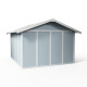 Casetta da giardino in PVC 11,2m² UTILITY bianco e grigio blu + kit di ancoraggio Grosfillex 