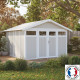 Casetta da giardino in PVC 11,2m² UTILITY bianco e grigio verde + kit di ancoraggio Grosfillex 