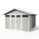 Casetta da giardino in PVC 11,2m² UTILITY bianco e grigio verde + kit di ancoraggio Grosfillex 