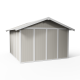 Casetta da giardino in PVC 11,2m² UTILITY bianco e grigio verde + kit di ancoraggio Grosfillex 