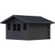 Casetta da giardino in legno composito grigio scuro da 28 mm con telaio antracite 14,75 m² PREMIUM - Woodlife Garden