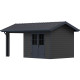 Casetta da giardino + terrazza in legno composito grigio scuro da 28 mm e telaio antracite 15 m² PREMIUM - Woodlife Garden