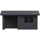 Casetta da giardino + terrazza in legno composito grigio scuro da 28 mm e telaio antracite 15 m² PREMIUM - Woodlife Garden