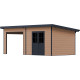 Casetta da giardino + terrazza con tetto monofalda in legno composito 28 mm effetto legno 15 m² PREMIUM - Woodlife Garden